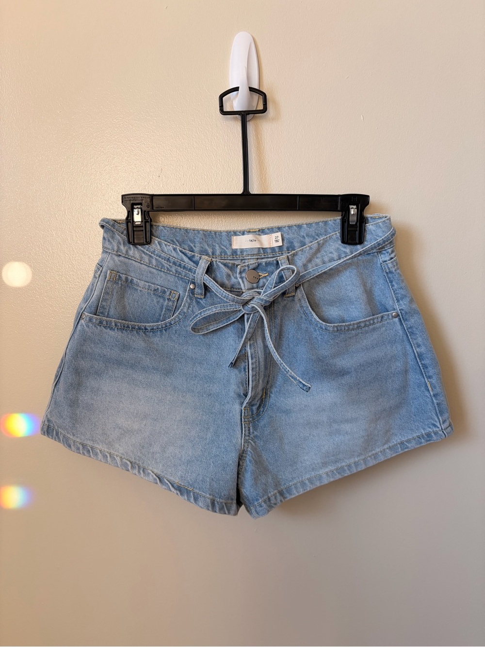 Tie-Waist Light Denim Women's Shorts 27